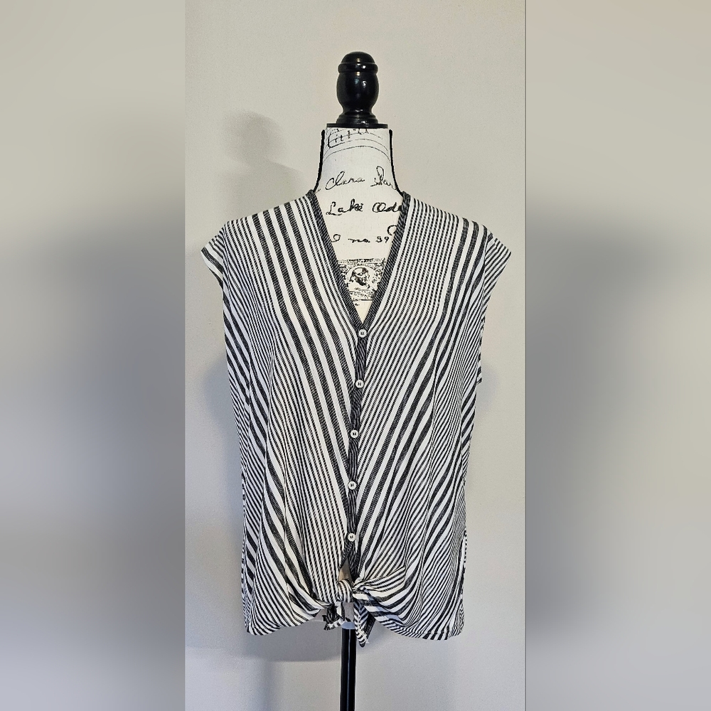 Max Studio striped button up tank top - size M